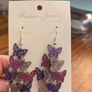 Purple Butterfly Dangle Earrings